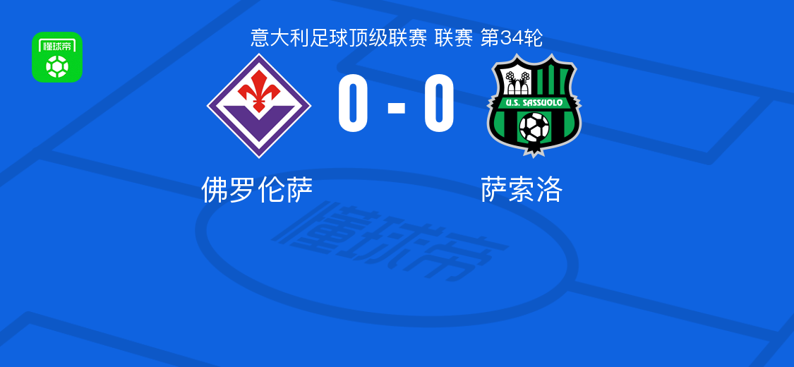 赛事直播-佛罗伦萨0-0萨索洛，两队各拿一分